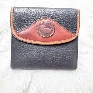 Vintage Dooney & Bourke Black and Brown Leather Wallet